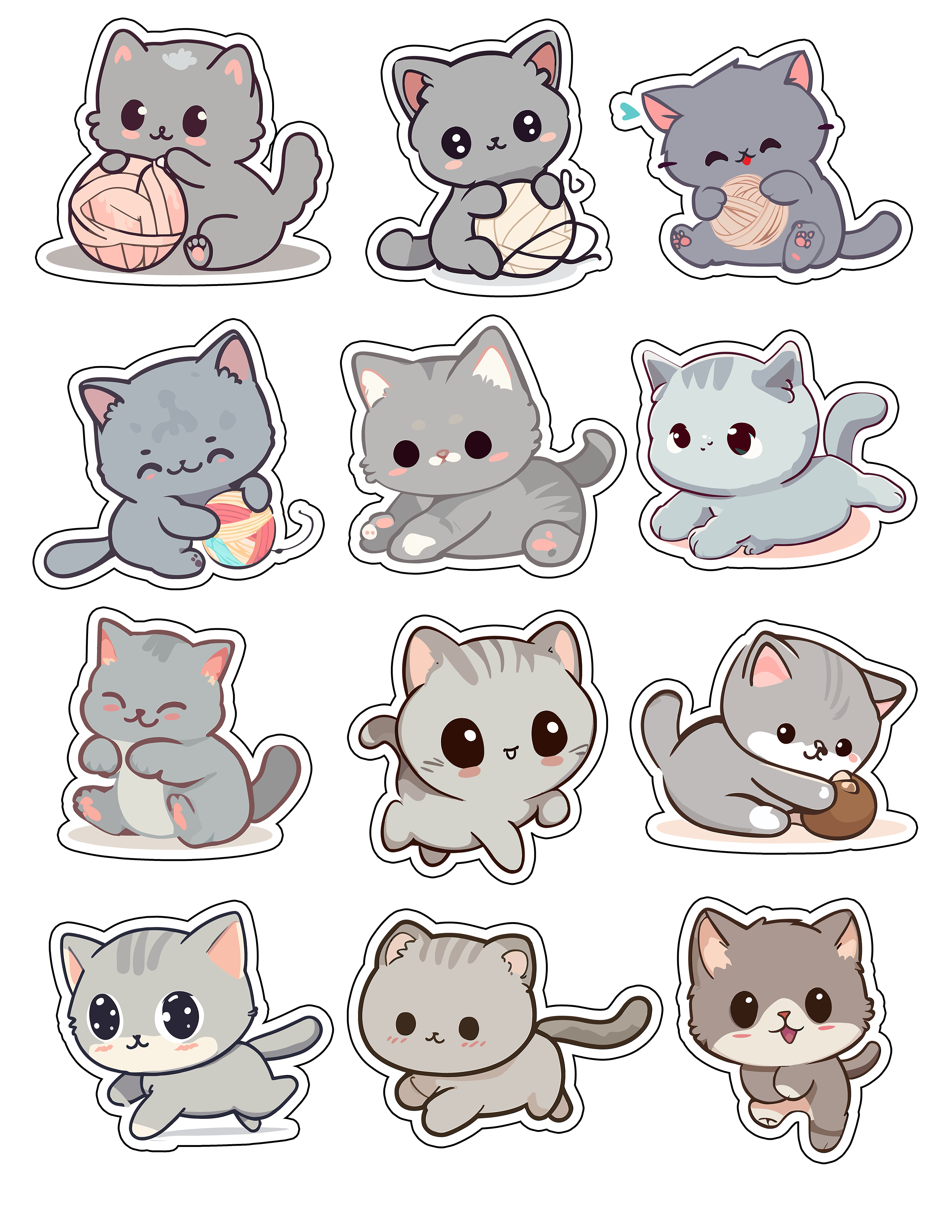 70pcs Cute Kawaii Kitten Clip Art 